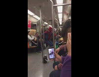 Spiderman Costume Guy Does Flips and Dances in Subway
