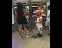 Little person gets slapped for hitting ladys butt 