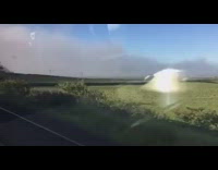 Train passed by through a wall of thick fog