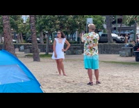 Collab IITW - Woman white dress poses at the beach