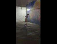 girl dance blue yellow mural wall