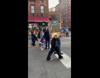 Person food cart Halloween costume walk street