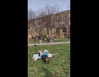 Guy wears large white eagle mascot pt. 2