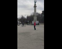 Guy whistles calls flock of birds