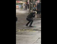 Woman face mask white large dress photo shoot sidewalk