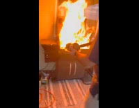 Guy cooks chicken smoker got huge fire