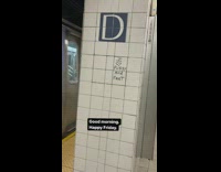 Graffiti writing on train column 