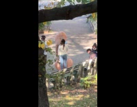 Person wearing inflatable penis costume 