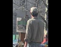 Man on the street paints car accident