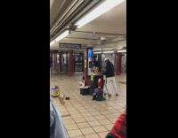 Saxophone musician performs with toy animals 