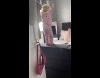 Baby girl dances to Eminem on dresser