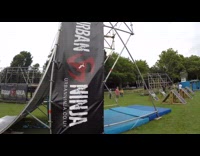 Guy falls while doing ninja obstacle course 