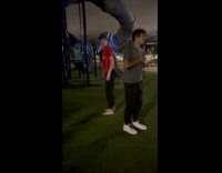 Friends try park ride falls while spinning