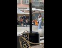 Collab IITW - Adult Woman Takes Selfie with Giant Teddy Bear