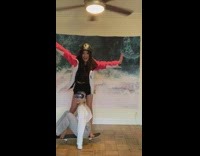 Two girls skateboard wood floor ocean tapestry 