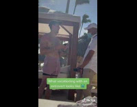 Compilation of woman husband interacting with strangers at resort