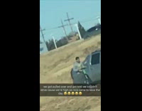 Guy scooter highway pulled over
