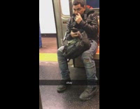 Guy picks nose and eats boogers on subway train