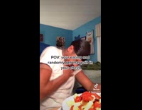 Collab BitchIG2 - Guy takes bite of cake then grabs chest 