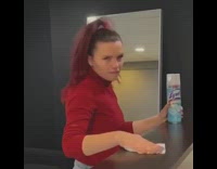 Collab FunBestVids - Red sweater girl cleans while dancing 