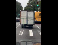 Funny warning message at broken truck doors