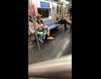 Collab Subway Creatures - Man with weird two strip hairstyle in train