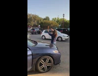 Woman blue sweater corndog pictorial eat street