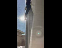 Cat on window screen and it falls off