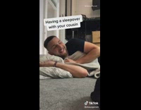 Having a sleepover with your cousin 