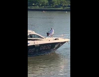 Couple dry hump twerk on boat lake