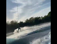 Guy falls after wakeboarding 
