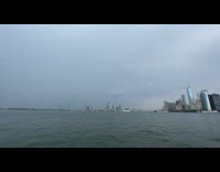 Lightning flashes in NYC above water 