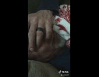 Dad has hand over eyes cant see 