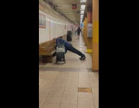 Guy does push ups against bench 