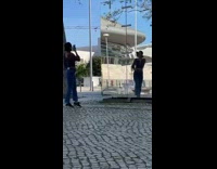 Woman photo shoot reflection mirror wall park