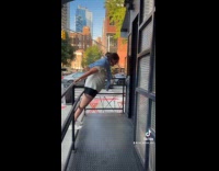 Collab Clips MPUGC - Woman nervous to jump from railings