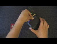 Guy use credit card to cut sausage