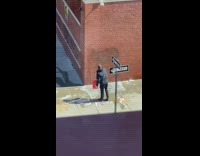 Guy scrubs graffiti off wall toilet pt. 4