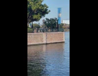 Girl brown skirt dance at bay area