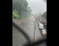 Heavy rains caused flood on the expressway