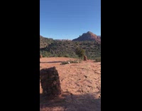 Woman picture tripod on mountain hike