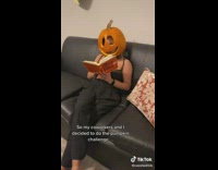 Coworkers do pumpkin challenge together 