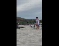 Guy show back sexy printed shirt beach