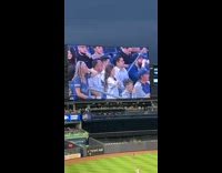 People cheer when jumbotron shows dancing man 