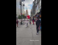 Guy dressed as pennywise clown from IT 