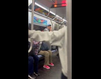 Old man hypes up passenger in subway