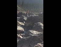 Three girls pose rocks waterfall arms pt. 2 
