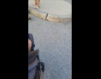 Boy with blind fold hold mom tripped