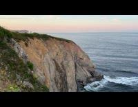 Coastline view of Atlantic Ocean at sunset