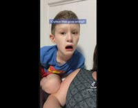 Little boy blue shirt cry face asks if hes a crybaby